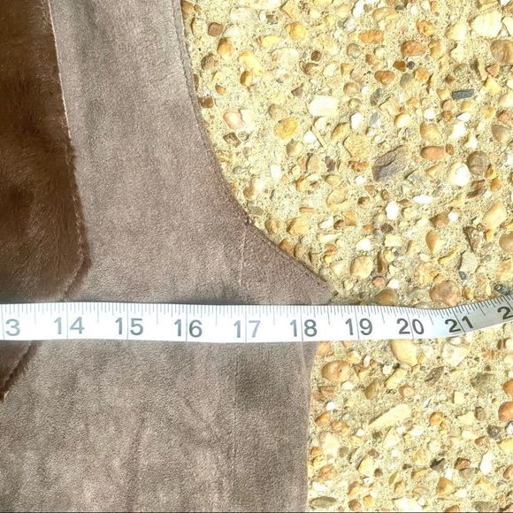 Ecru Genuine Suede Faux Fur Brown Vest Size S - Picture 6 of 9